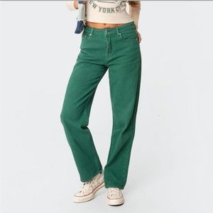 Edikted Reigan Wide Leg Jeans - Green